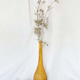 Italian carafe amber diamond tip motif Empoli, blown glass Italy circa 1950