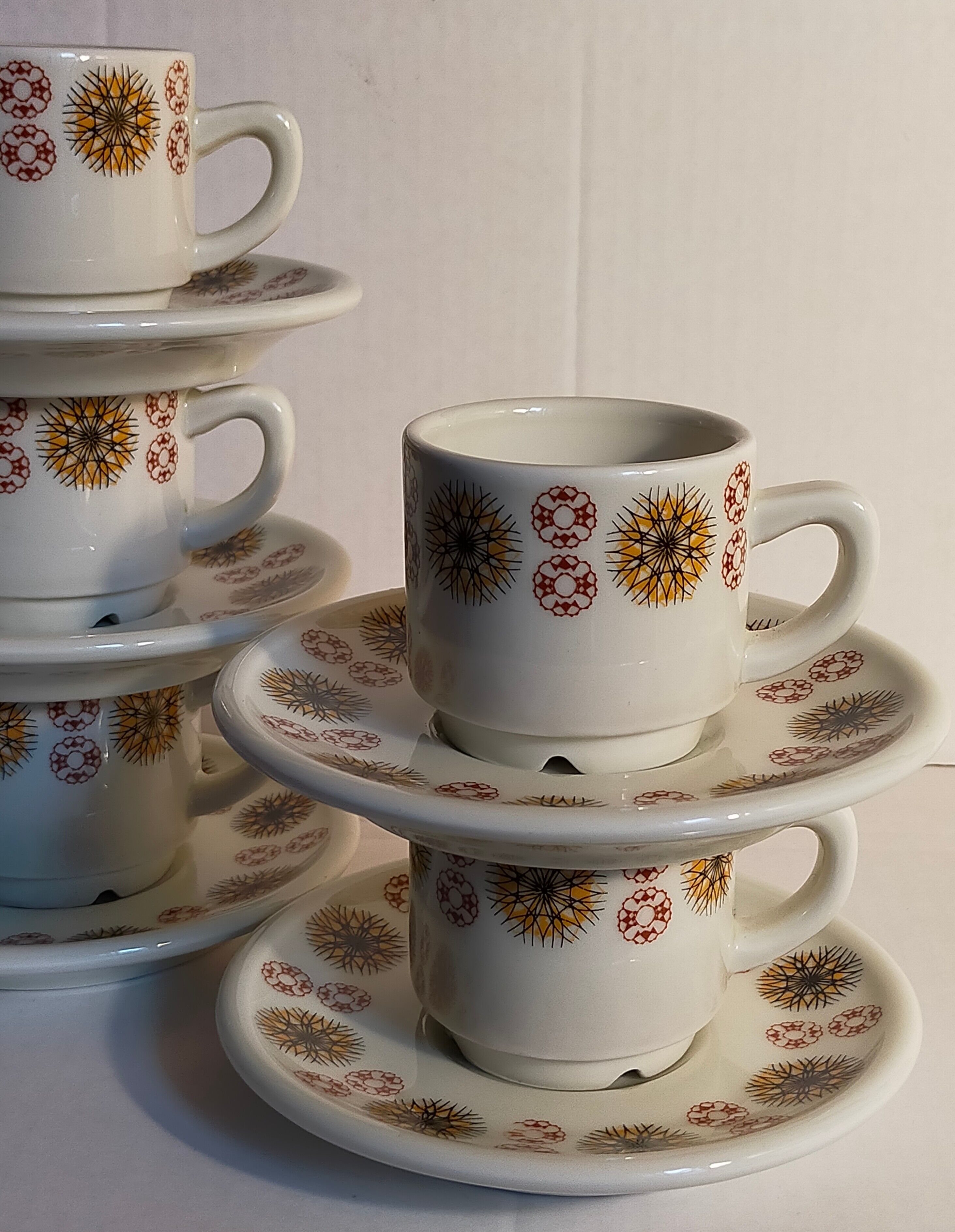 Five vintage Chauvigny porcelain espresso cups