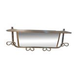 Coat rack with 4 hooks, mirror, chrome metal