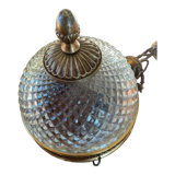 Suspension brass basket and glass vintage diamond tip