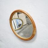 Vintage round mirror in bamboo and rattan 57cm x 57cm
