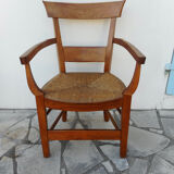 Fauteuil ancien en bois et paille