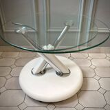 Vintage glass and chrome coffee table