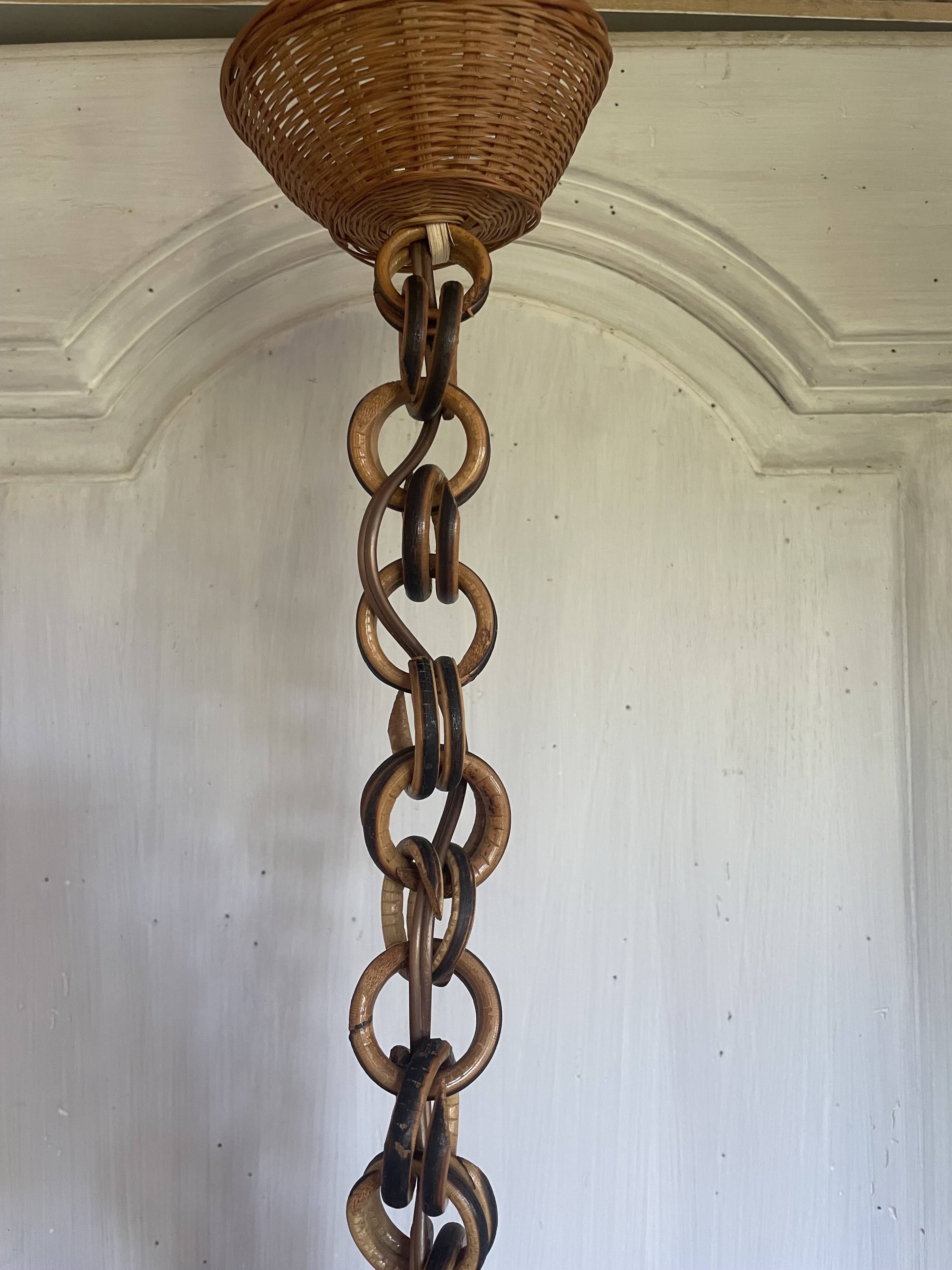 Suspension en cannage de rotin vintage