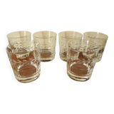 6 Lorraine crystal whiskey glasses vintage French crystal glasses service