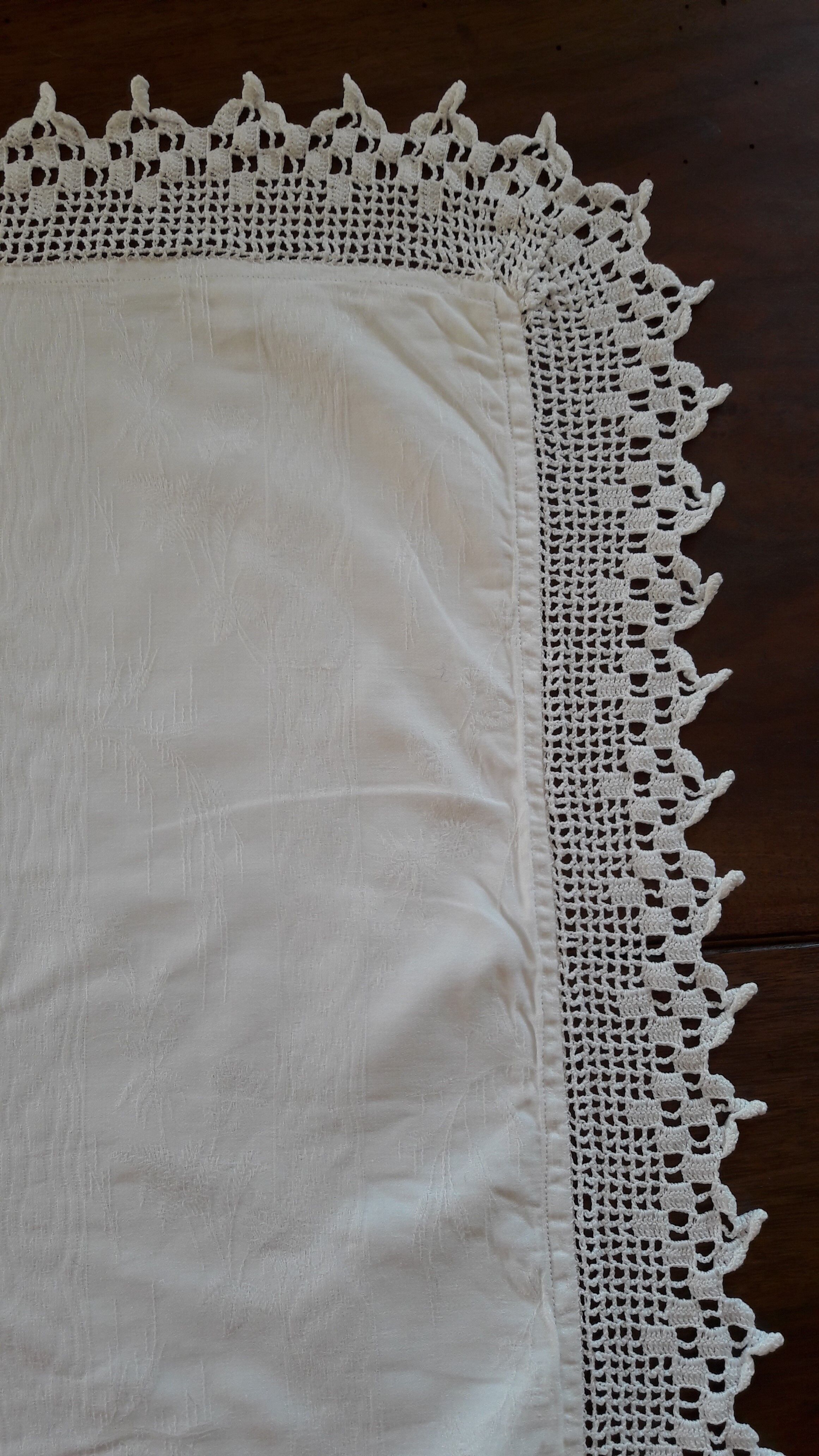 Old quilt cover Monogram white cotton damask fabrics