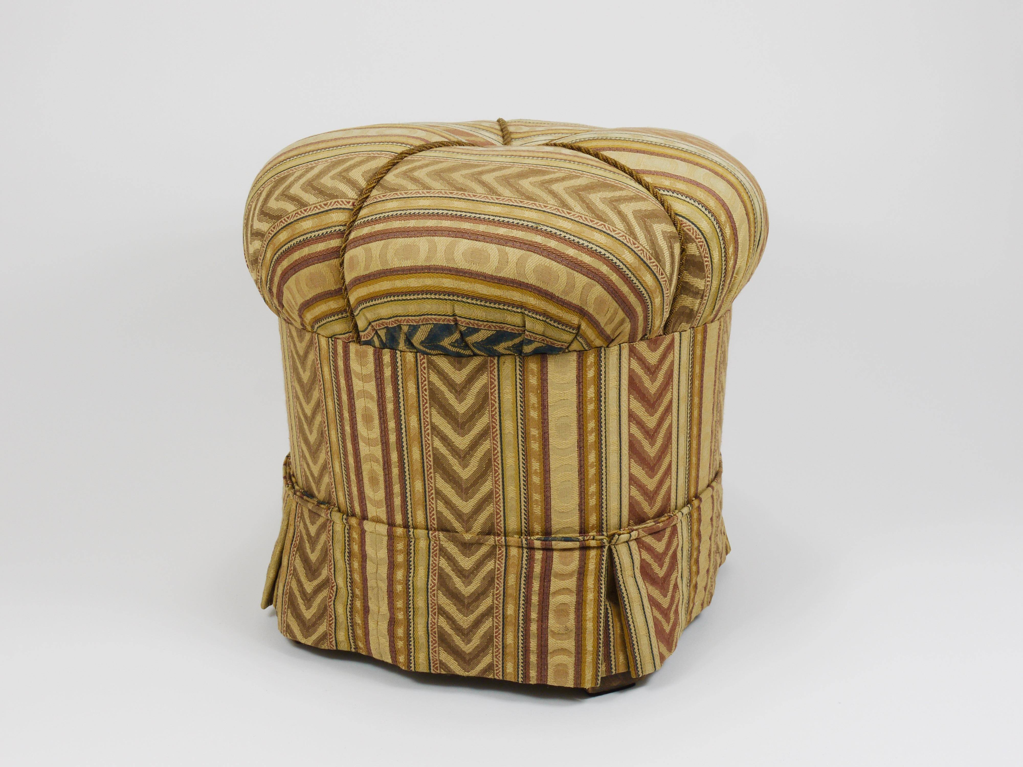 Art Deco Stool Friedrich Otto Schmidt, Pouf, Original Condition, Vienna, 1920s