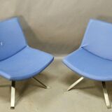 Paire De Fauteuils Design Kesterport Skai Bleu