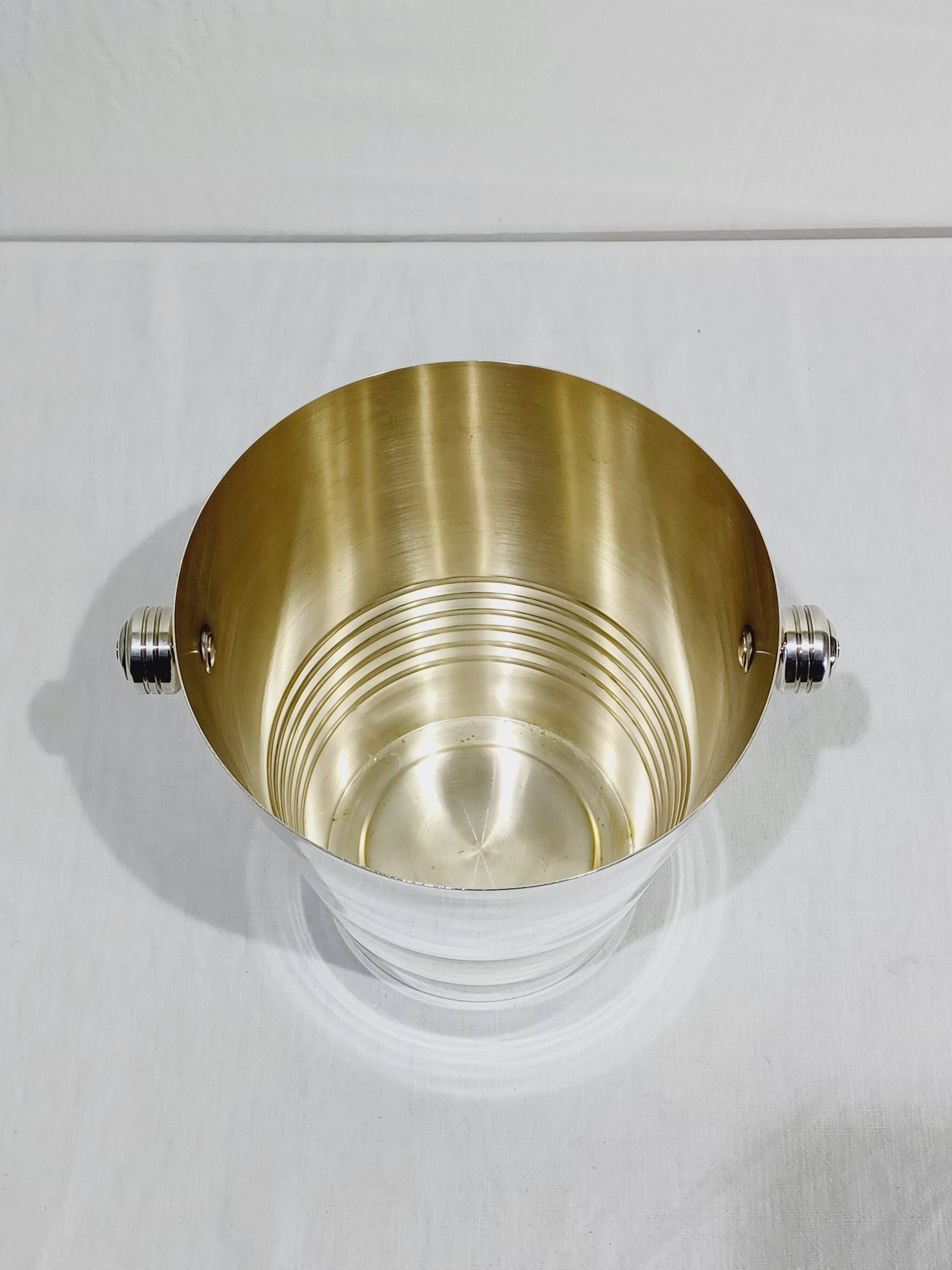 Silver-plated champagne bucket engraved with Auchan 25 years