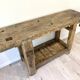 Établi en bois industriel vintage, meuble de métier