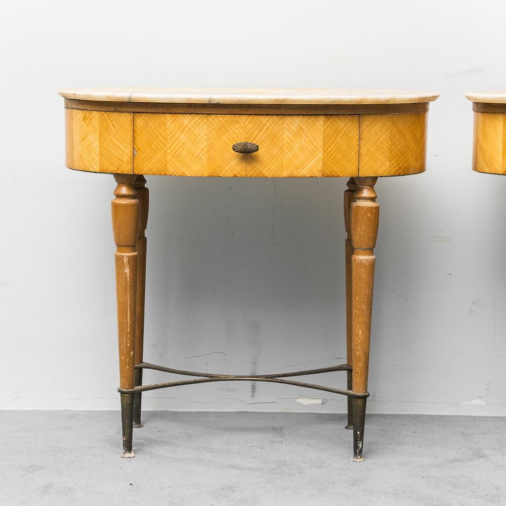 Pair of bedside tables with marble top 1950s vintage modernism