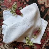 RG embroidered linen damask tablecloth late 19th century.