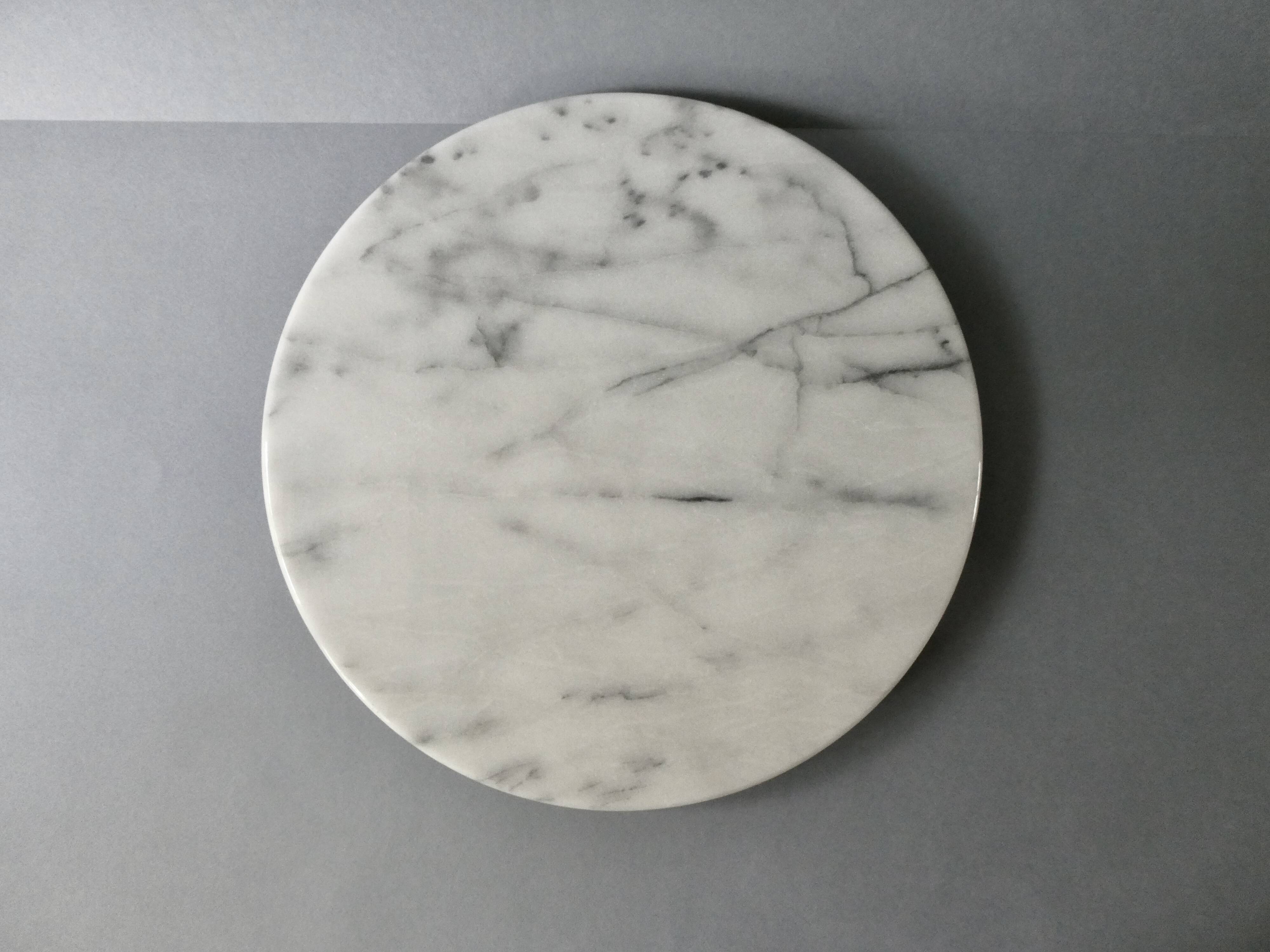 Large white marble cheese platter, rotating, D 31 cm