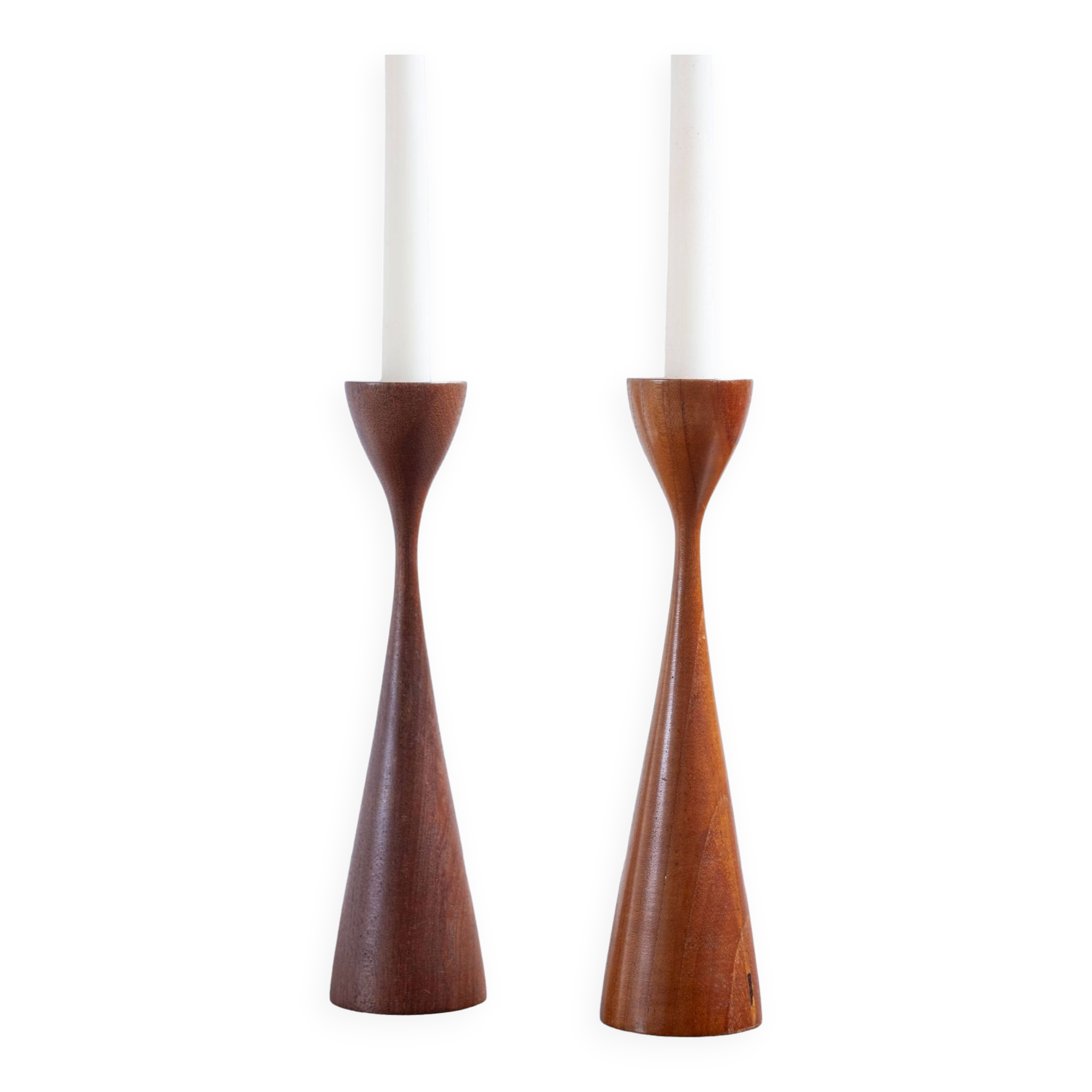 2x Teak Candlesticks, 1960s Denmark