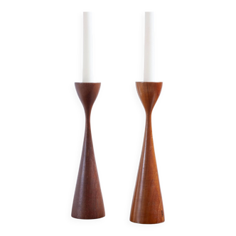 2x Teak Candlesticks, 1960s Denmark