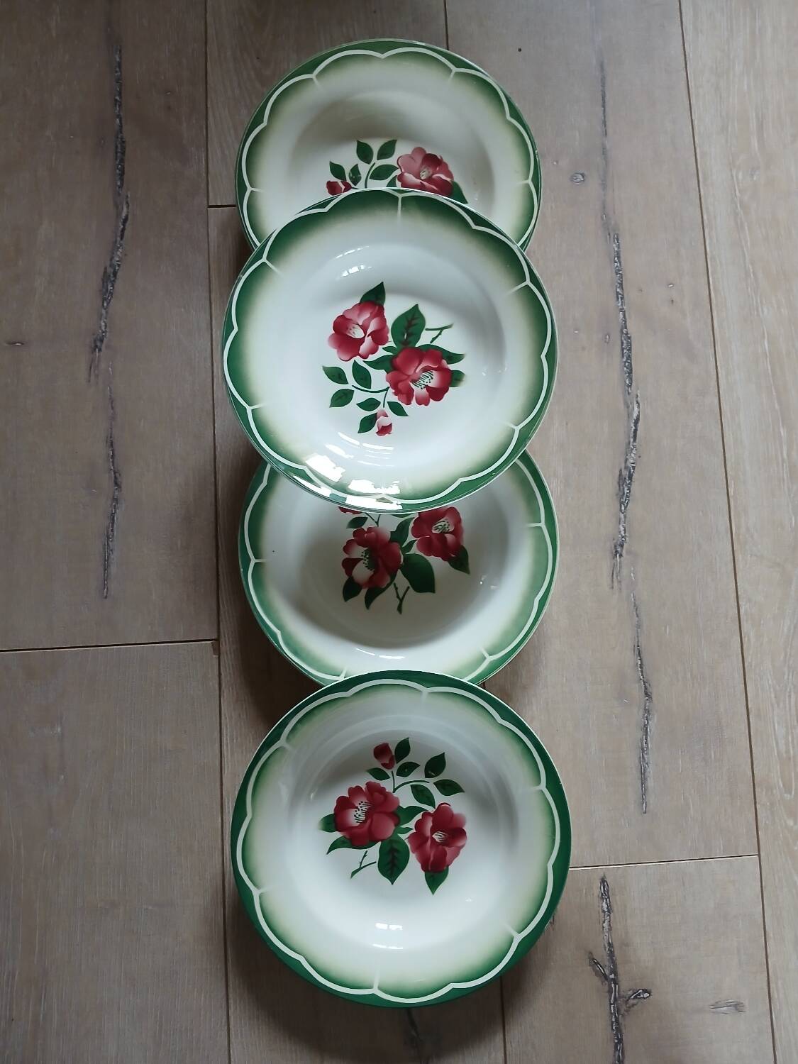 4 Digoin and Sarreguemines soup plates