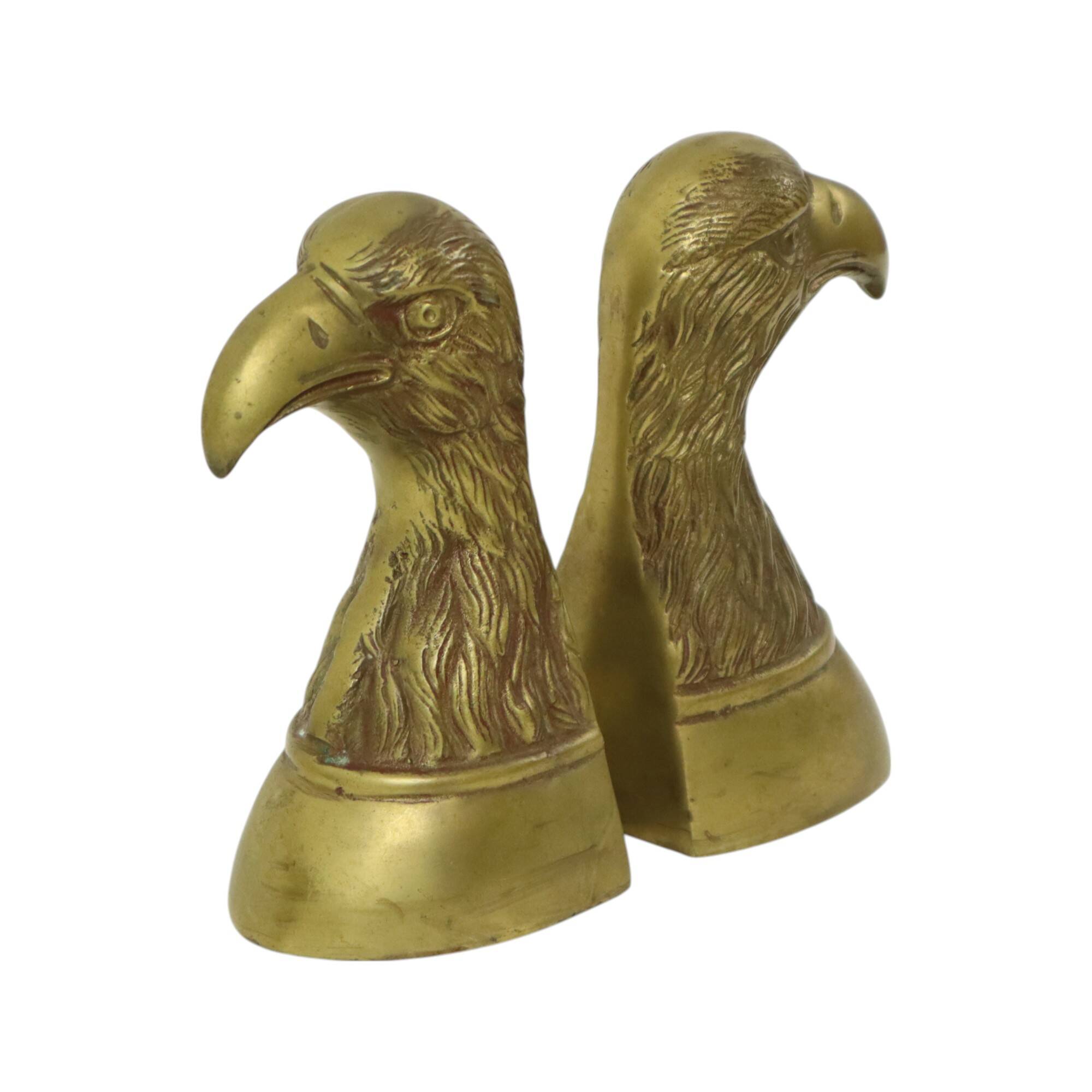 Pair of Vintage Brass Bird of Prey Eagle Bookends