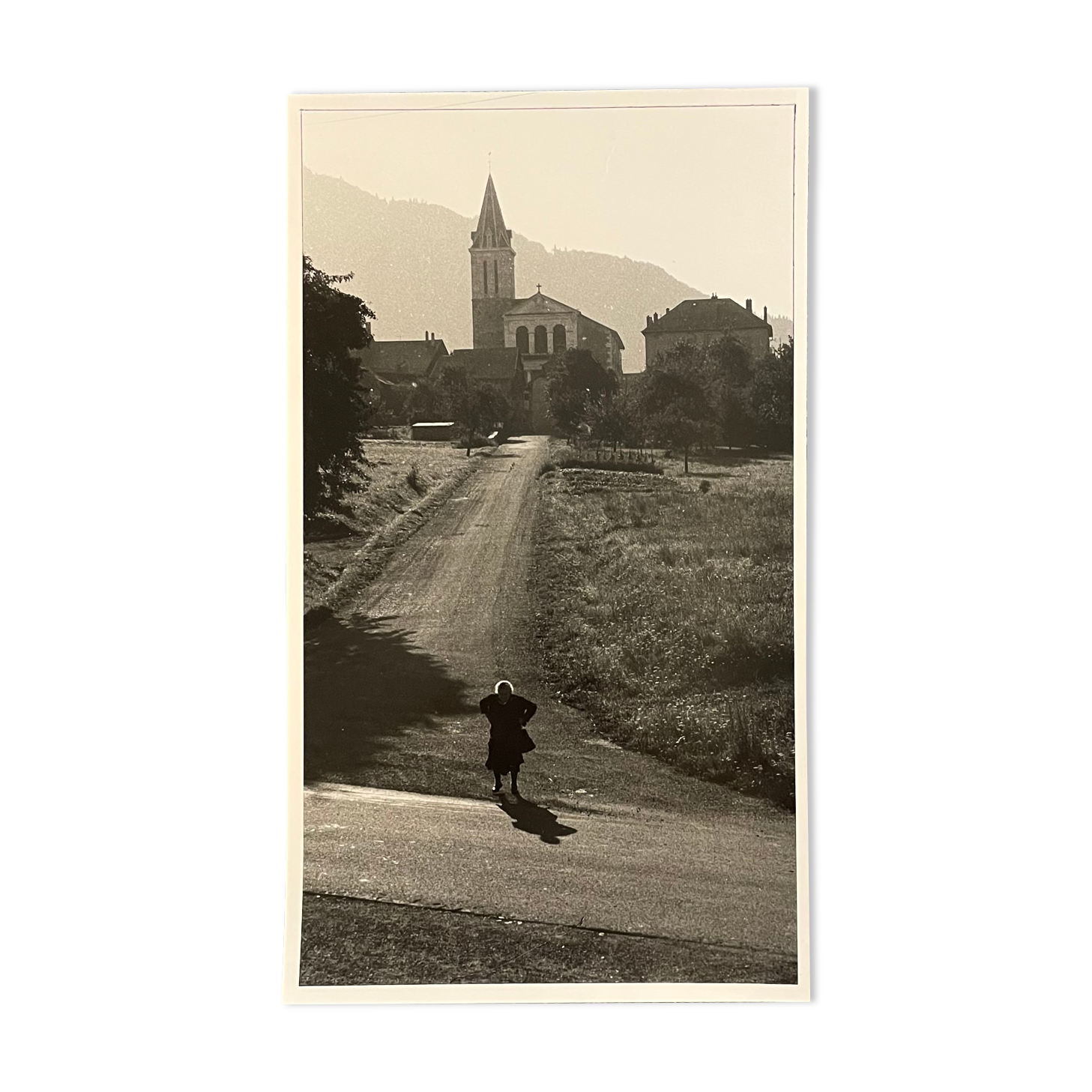 Photograph black and white silver print circa 1970 chemin de l'église