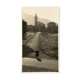 Photograph black and white silver print circa 1970 chemin de l'église