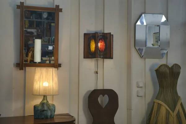 Accolay copper and resin wall light, 1950s