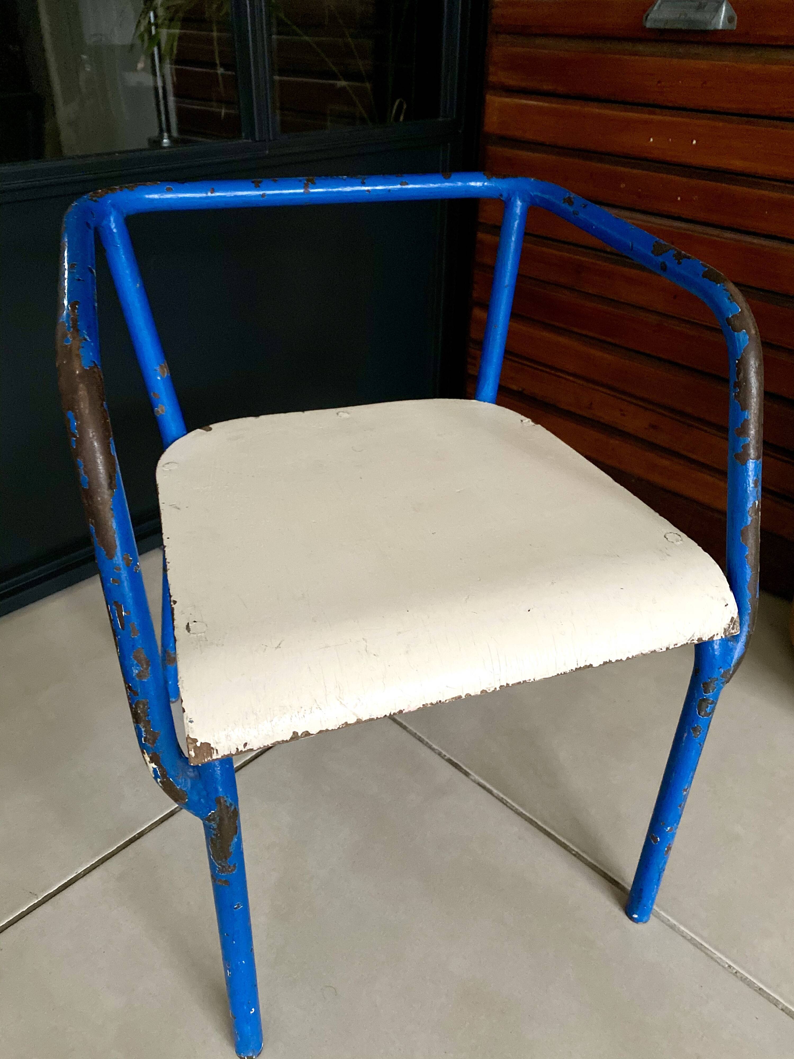 Blue metal child chair
