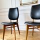 Pair of vintage wood and leather chairs