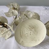 Candlestick for 3 candles, aged whitewashed metal, shabby chic