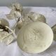 Candlestick for 3 candles, aged whitewashed metal, shabby chic