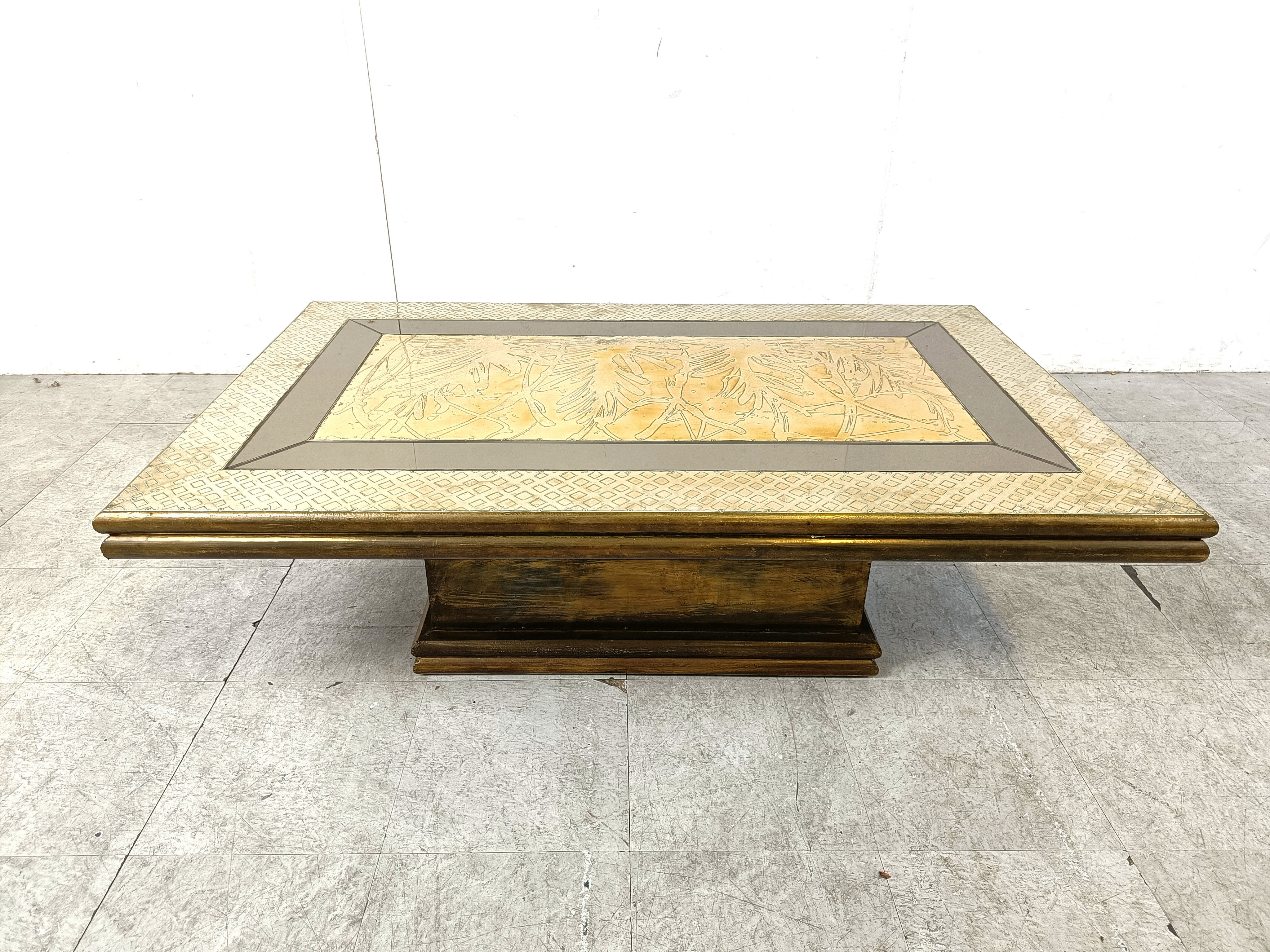 Vintage brass coffee table by Rodolfo Dubarry, 1970s