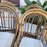 4 fauteuils vintage en Bambou 70's  dans le style Maugrion Roche Bobois