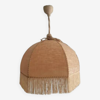 Bohemian hanging lamp cannage and vintage fringes