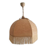 Bohemian hanging lamp cannage and vintage fringes