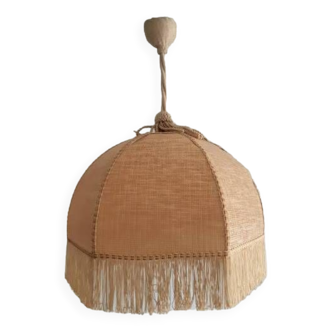 Bohemian hanging lamp cannage and vintage fringes