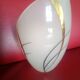 Tulipe abat-jour oblique verre dépoli - motif trait noir & dorure - vintage