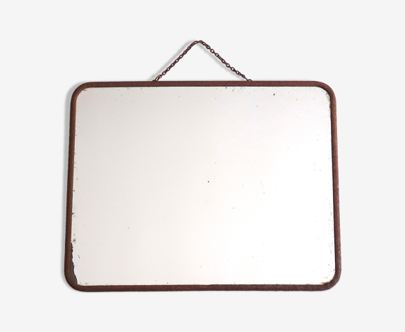 Miroir de barbier rectangulaire rouillé, années 50