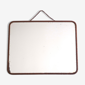 Rusty rectangular barber mirror, 50s