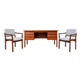 Teak Danish Desk and Two Armchairs