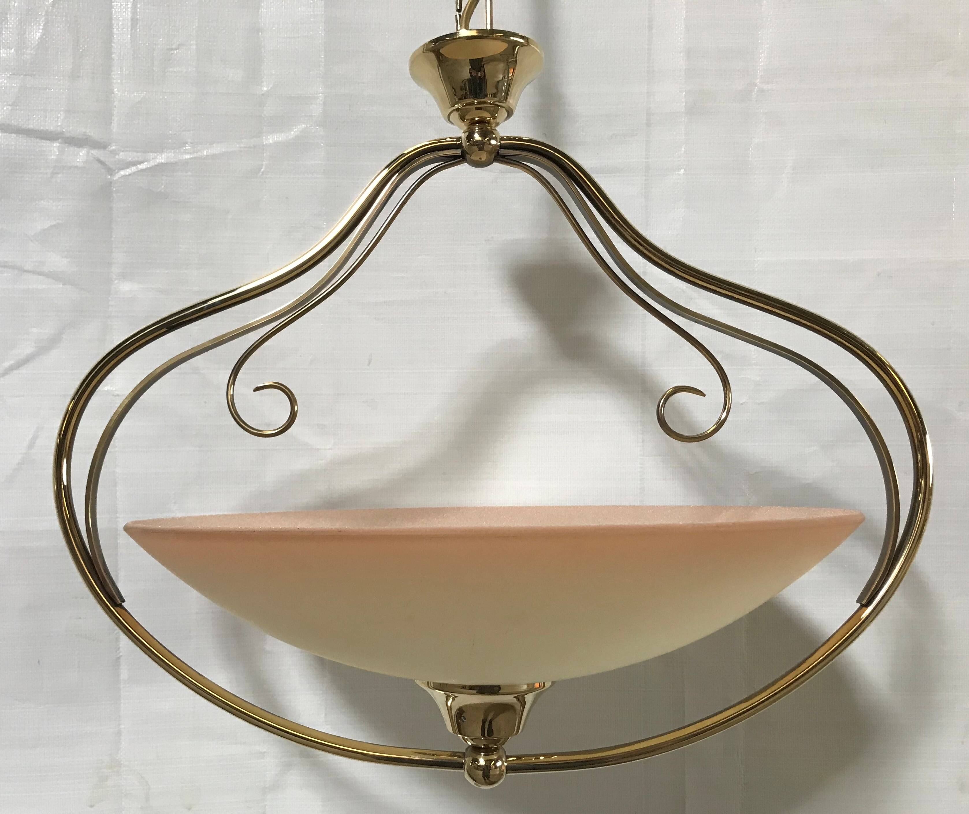 Early 20th Century Art Deco Style Brass Chandelier