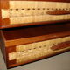 Mahogany and straw chest of drawers, circa 1950, Mexican made