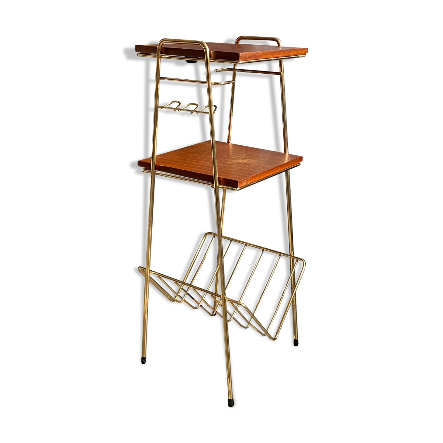 Vintage metal and wood side table