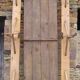 Rustic tray table with 2 trestles and 2 benches