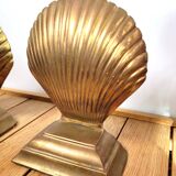 Pair of brass shell bookends