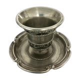 Chiseled silver metal candle holder