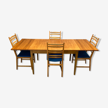 Table haute et ses 4 chaises design scandinave 1950