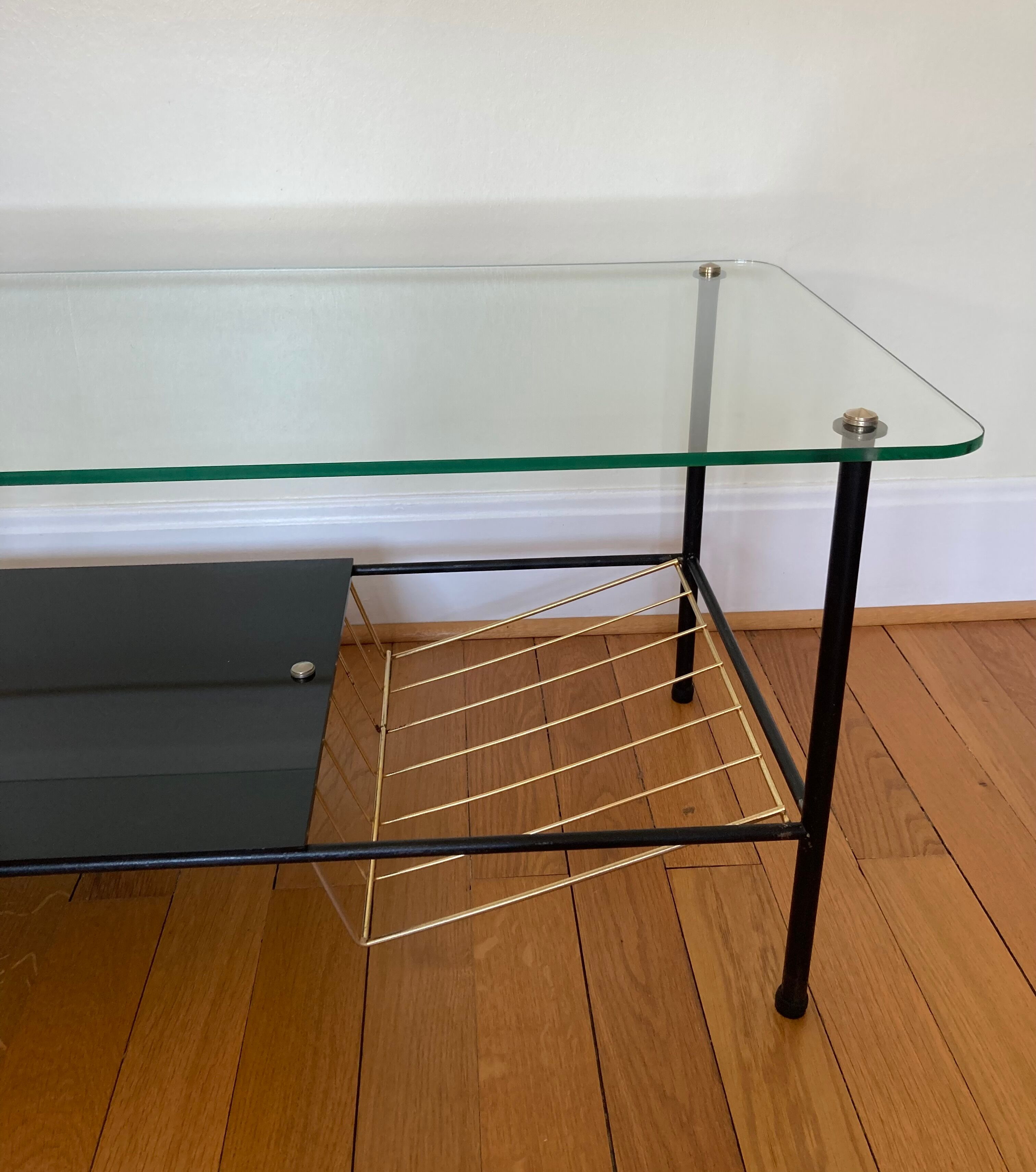 Coffee table 50s metal and glass