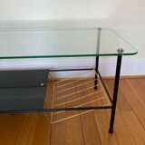 Coffee table 50s metal and glass