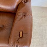 Vintage Danish mid-century cognac brown leather 2-seater Stouby 1970s
