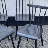 Set of 4 black laquered dining chairs