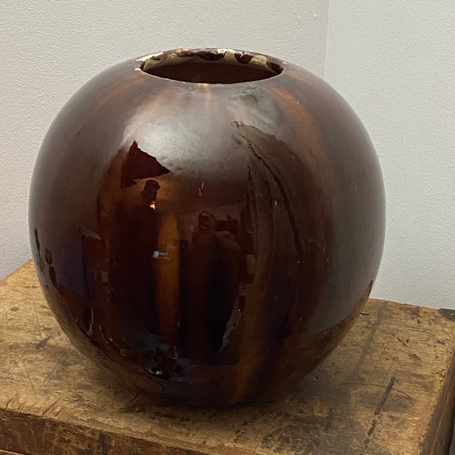 Art Deco Terracotta Spherical Vase by Albert Hellies