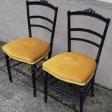 Pair of blackened wood Napoleon III chairs